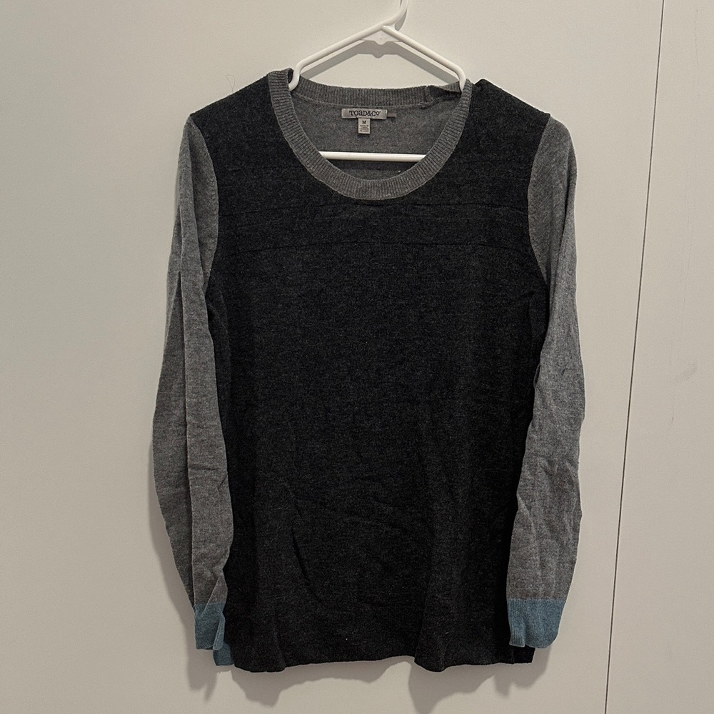 Color-block Gray and Black Wool Sweater